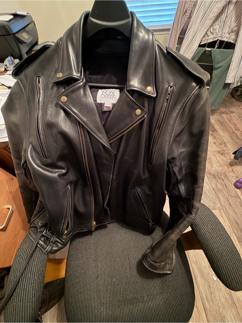 Black Leather Biker Jacket - Classic Bomber Style